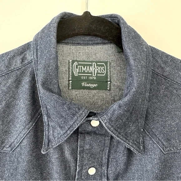 Gitman Brothers Vintage Western Snap Shirt in Dark Denim - Picture 2 of 2